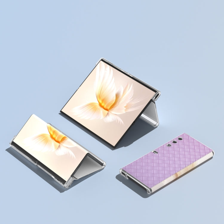 For Honor V Purse Woven Texture Transparent Frame PU Phone Case(Purple)