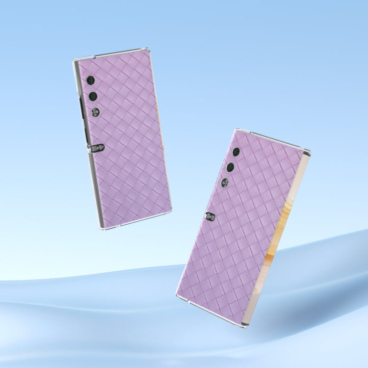 For Honor V Purse Woven Texture Transparent Frame PU Phone Case(Purple)