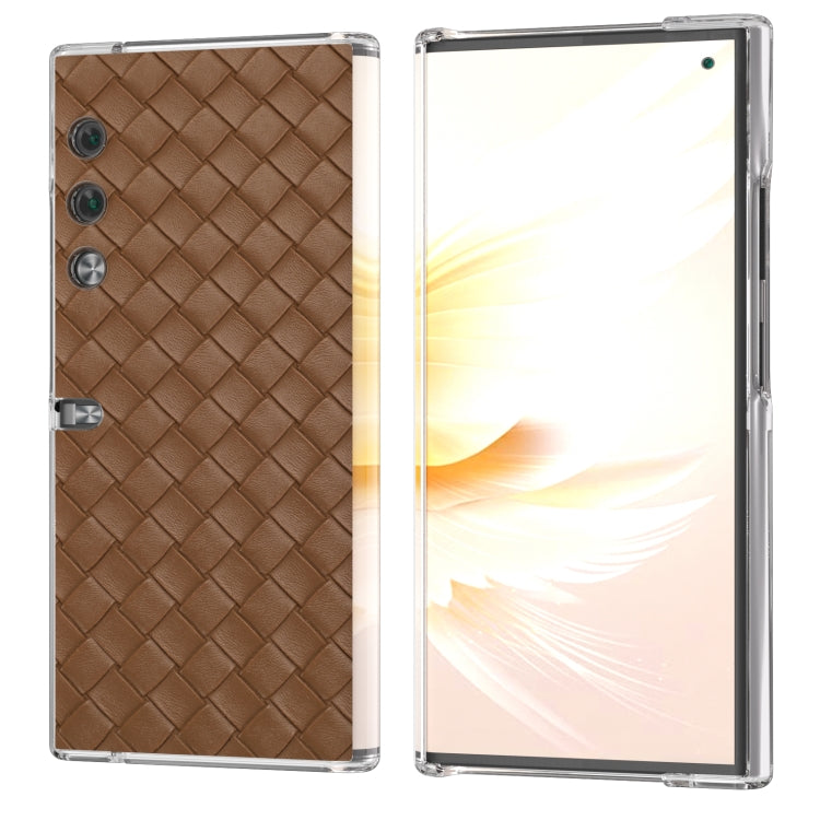 For Honor V Purse Woven Texture Transparent Frame PU Phone Case(Brown)