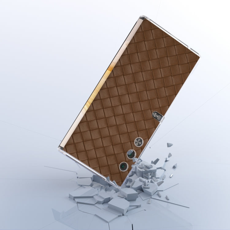 For Honor V Purse Woven Texture Transparent Frame PU Phone Case(Brown)