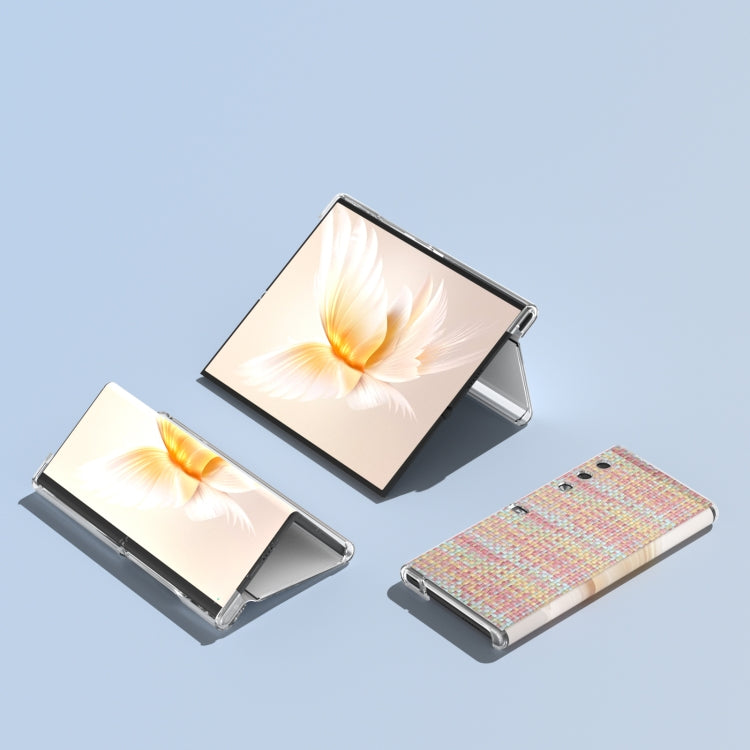 For Honor V Purse Colorful Rhombic Texture Transparent Frame PU Phone Case(Pink)