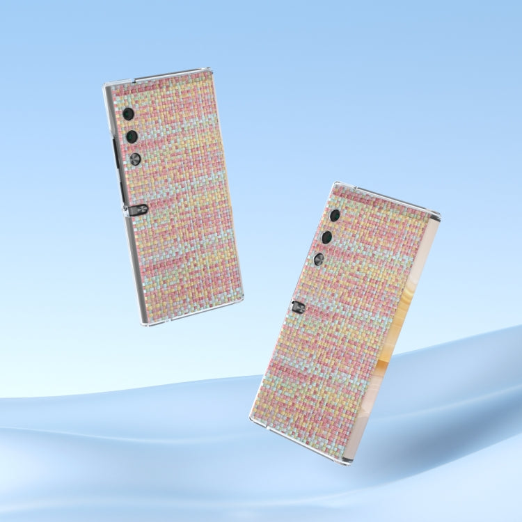 For Honor V Purse Colorful Rhombic Texture Transparent Frame PU Phone Case(Pink)