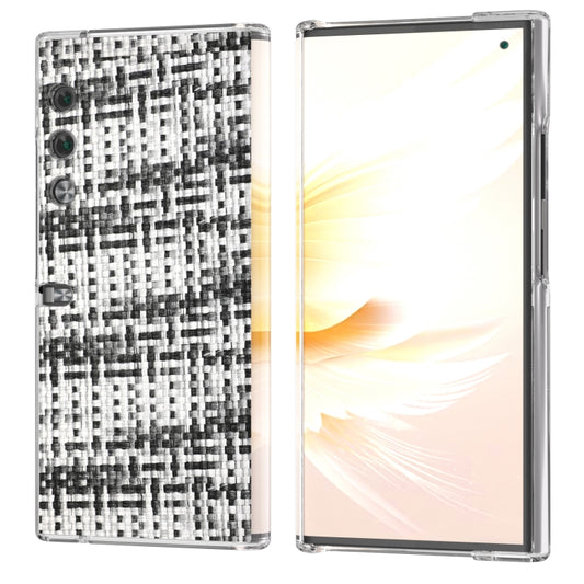 For Honor V Purse Colorful Rhombic Texture Transparent Frame PU Phone Case(Black White)