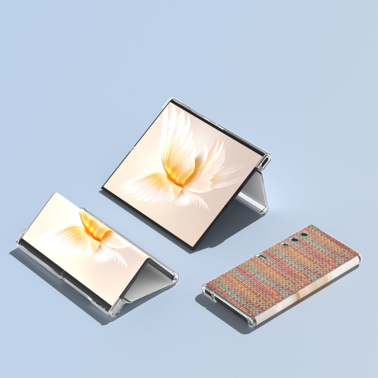 For Honor V Purse Colorful Rhombic Texture Transparent Frame PU Phone Case(Orange Red)