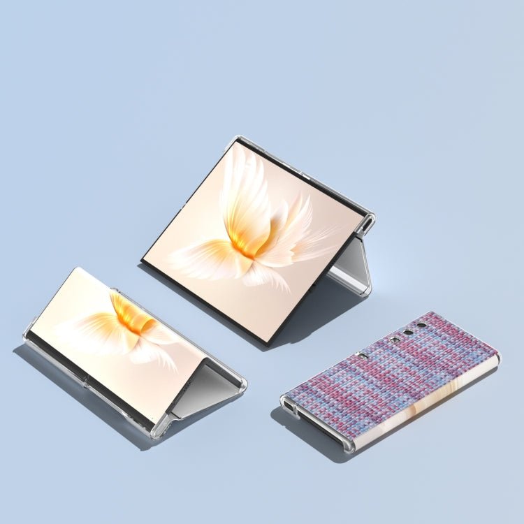 For Honor V Purse Colorful Rhombic Texture Transparent Frame PU Phone Case(Purple)