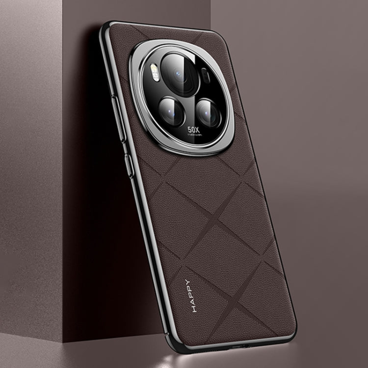 For Honor Magic6 Plain Leather PC Phone Case(Brown)