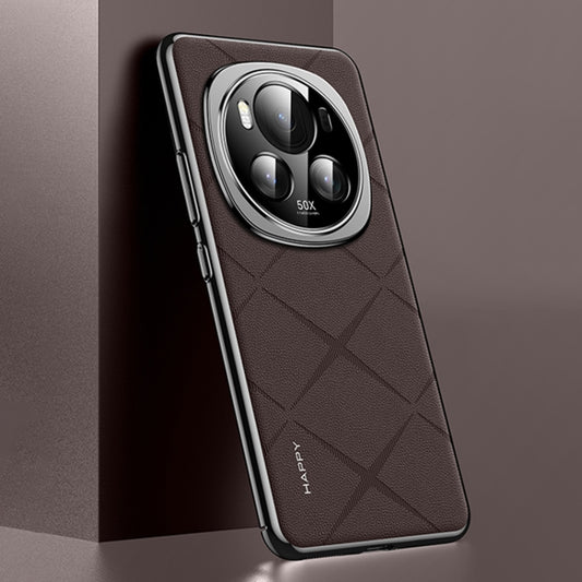 For Honor Magic6 Plain Leather PC Phone Case(Brown)