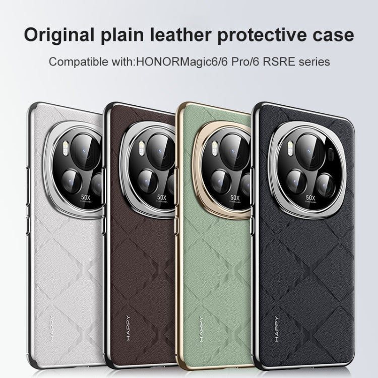 For Honor Magic6 Pro Plain Leather PC Phone Case(Black)