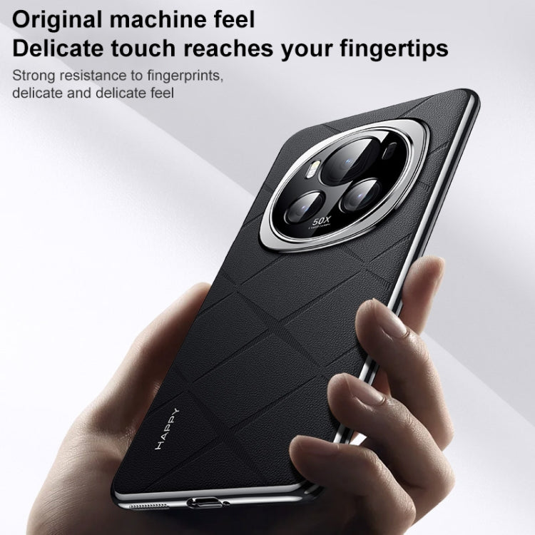 For Honor Magic6 Pro Plain Leather PC Phone Case(Black)