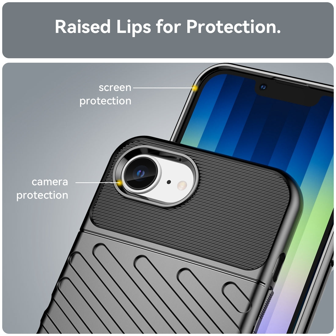 For iPhone 16e Thunderbolt Shockproof Soft TPU Phone Case(Black)