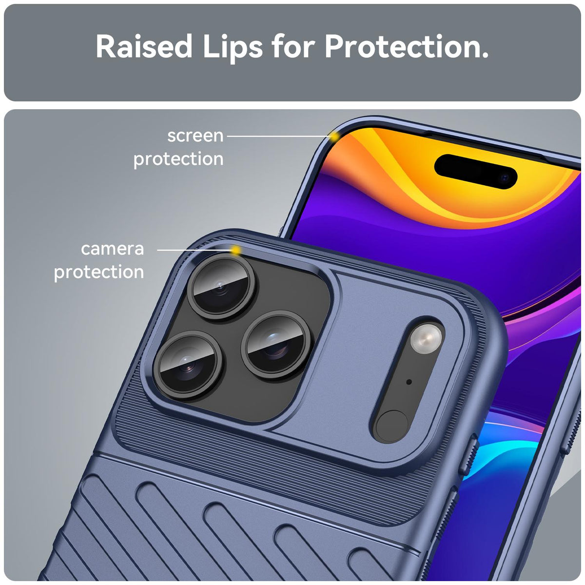 Compatible with iPhone 18 Pro Max Thunderbolt Shockproof Soft TPU Phone Case - Blue