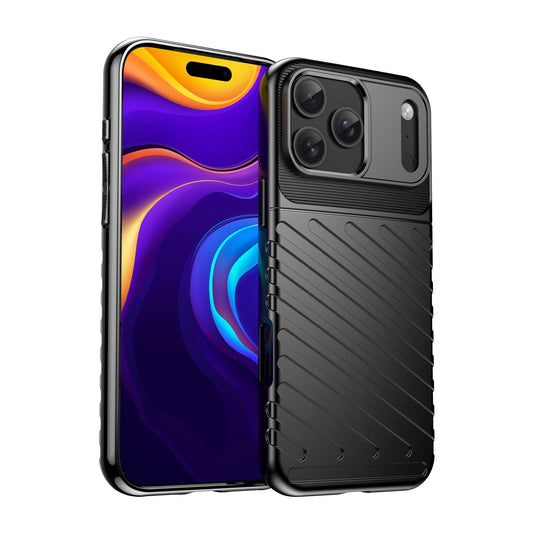 Compatible with iPhone 18 Pro Max Thunderbolt Shockproof Soft TPU Phone Case - Black