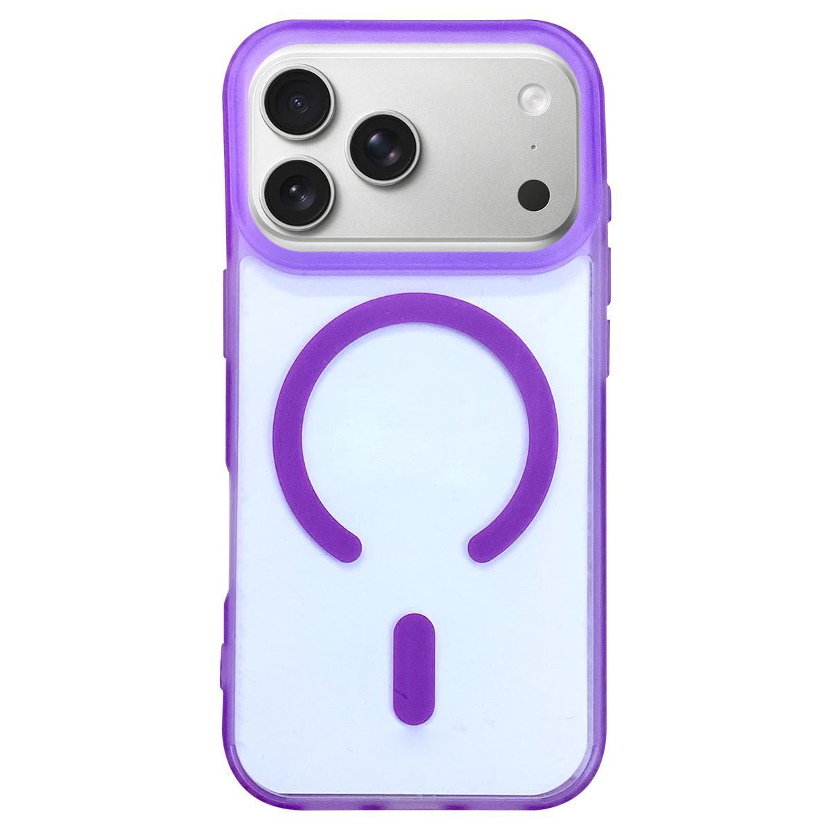 Compatible with iPhone 18 Pro Max Dual-Side Frosted MagSafe Clear Phone Case - Purple