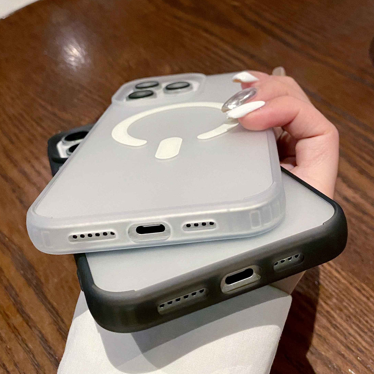 Compatible with iPhone 18 Pro Max Dual-Side Frosted MagSafe Clear Phone Case - Black