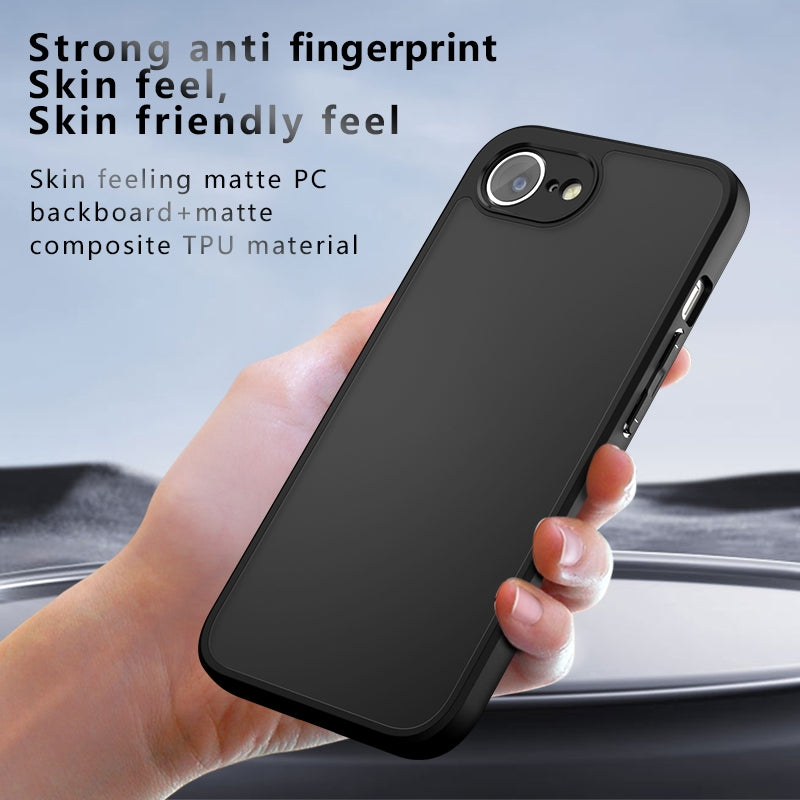 For iPhone 16e Armor Precise Hole PC Hybrid TPU Phone Case(Frosted Black)
