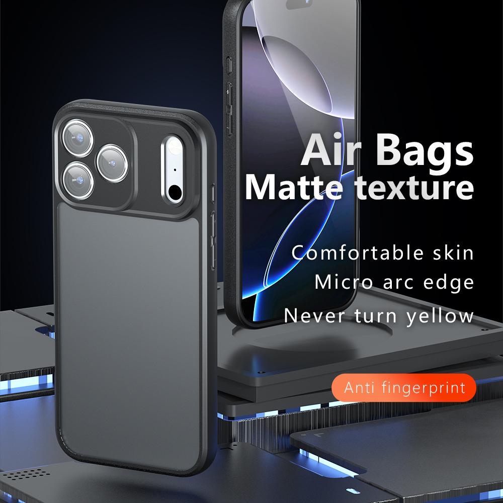 Compatible with iPhone 18 Pro Max Armor Precise Hole PC Dual-Layer TPU Phone Case - Frosted Black