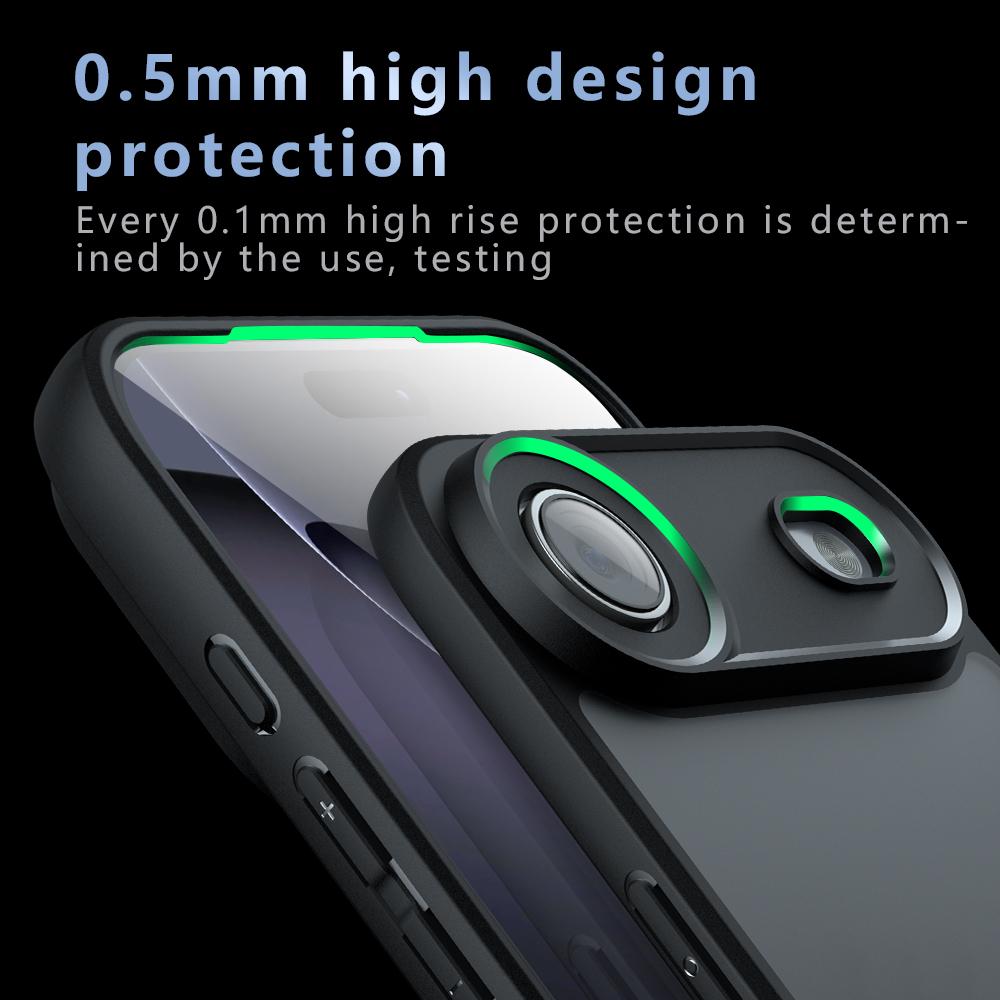 Compatible with iPhone 18 Pro Max Armor Precise Hole PC Dual-Layer TPU Phone Case - Frosted Black