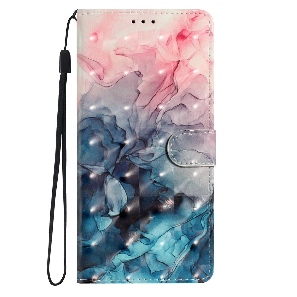 Compatible with iPhone 18 Pro Max 3D Pattern Leather Phone Case - 3D Pink Blue Marble