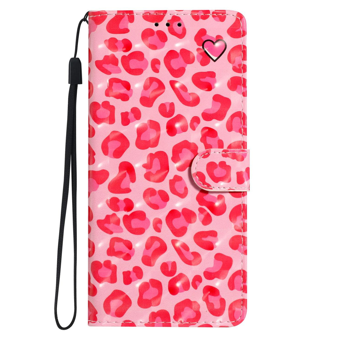 Compatible with iPhone 18 Pro Max 3D Pattern Leather Phone Case - Pink Leopard Print