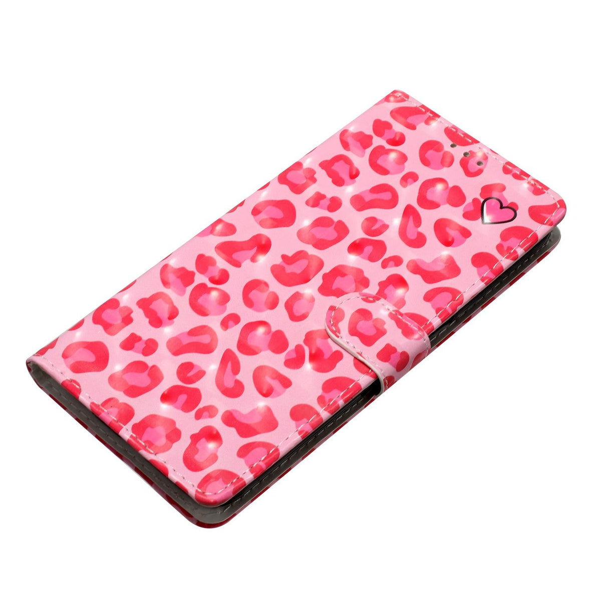 Compatible with iPhone 18 Pro Max 3D Pattern Leather Phone Case - Pink Leopard Print