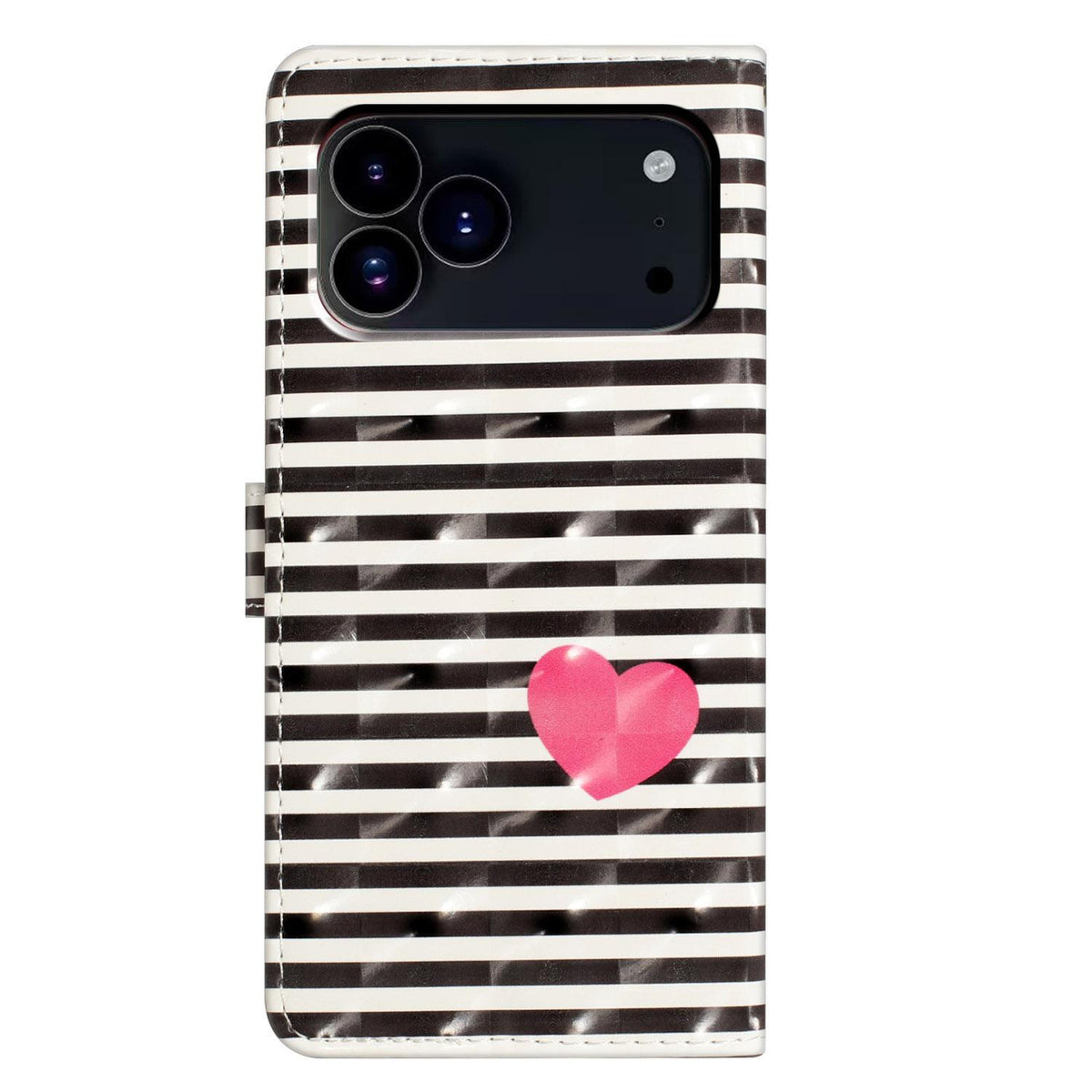 Compatible with iPhone 18 Pro Max 3D Pattern Leather Phone Case - Striped Heart