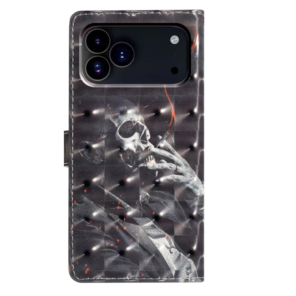 Compatible with iPhone 18 Pro Max 3D Pattern Leather Phone Case - Skull