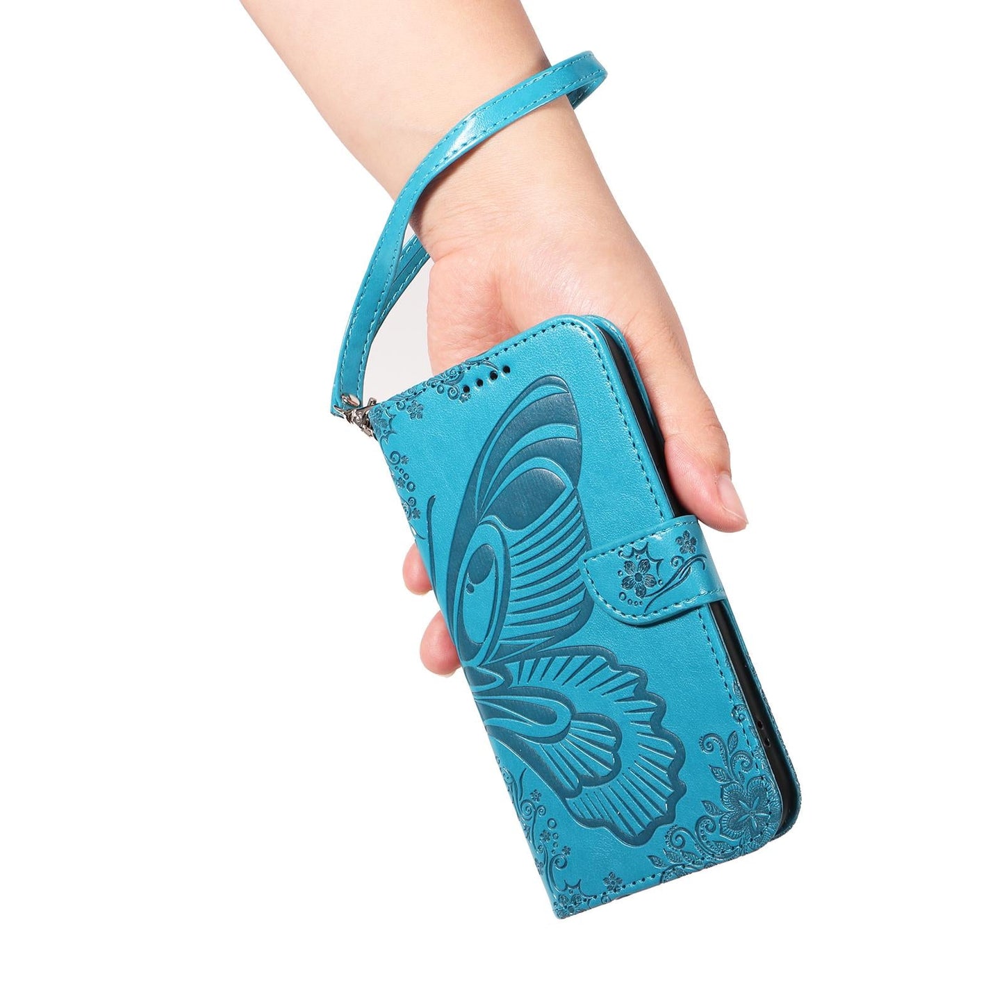 For vivo V50 5G Global Swallowtail Butterfly Embossed Leather Phone Case(Blue)