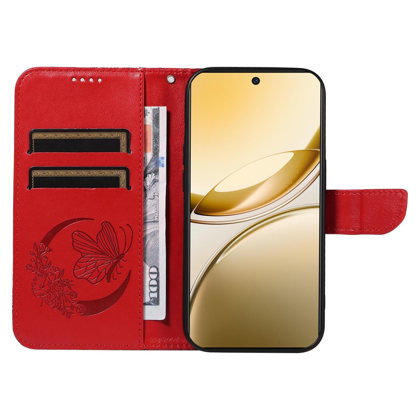 For vivo V50 5G Global Swallowtail Butterfly Embossed Leather Phone Case(Red)