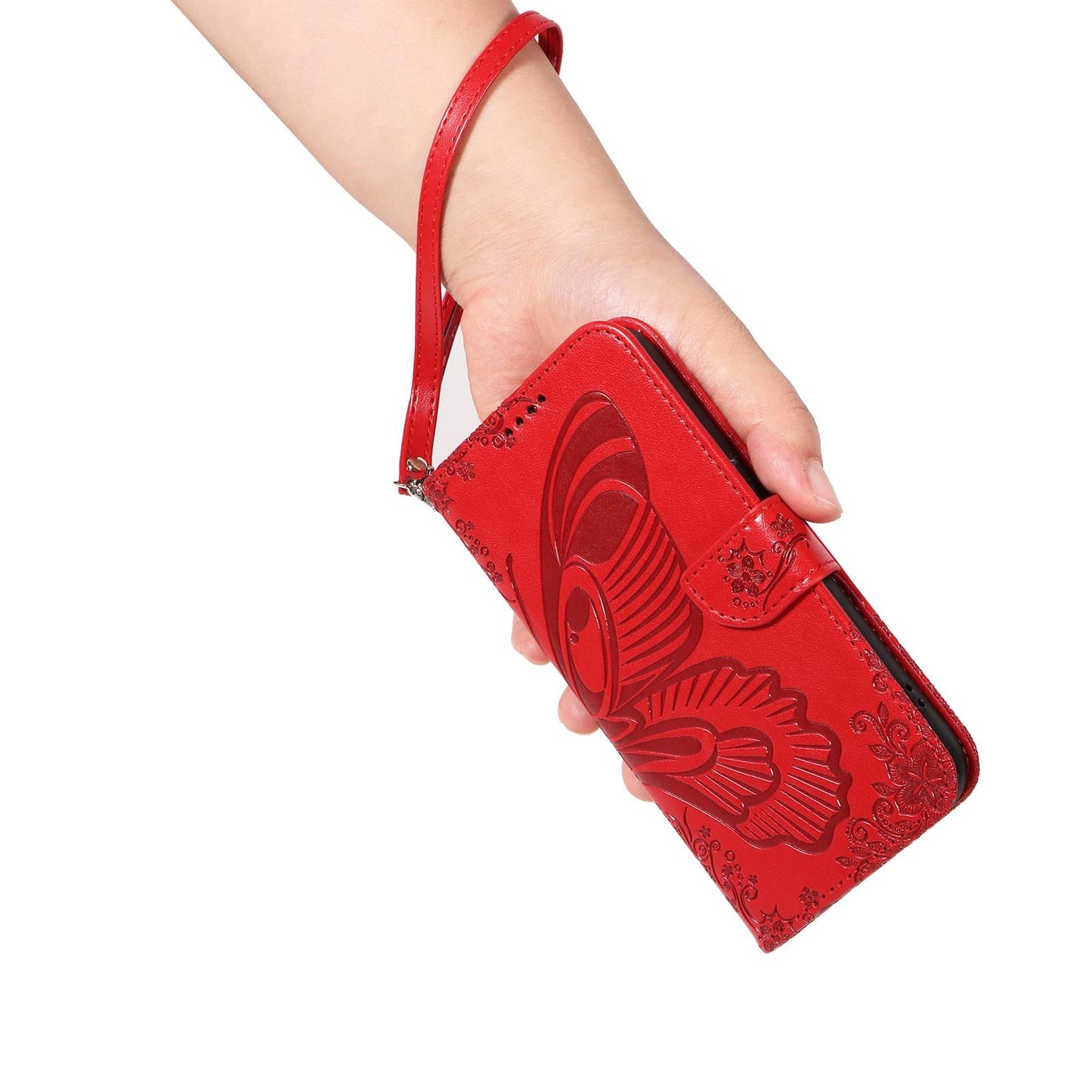 For vivo V50 5G Global Swallowtail Butterfly Embossed Leather Phone Case(Red)