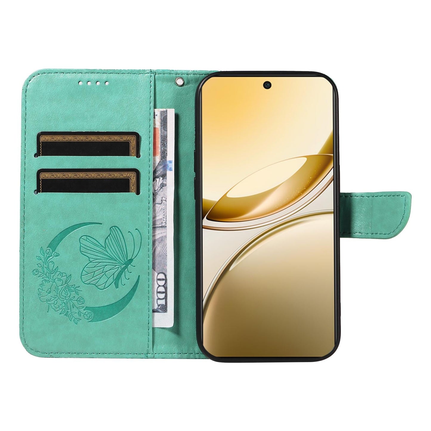 For vivo V50 5G Global Swallowtail Butterfly Embossed Leather Phone Case(Green)