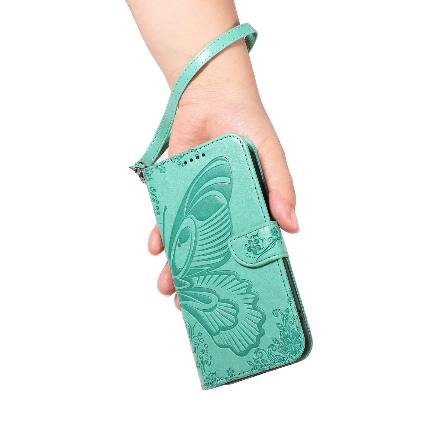 For vivo V50 5G Global Swallowtail Butterfly Embossed Leather Phone Case(Green)