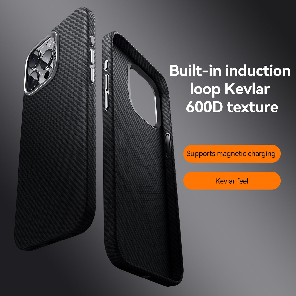 Compatible with iPhone 18 Pro Max SULADA 600D Kevlar Texture PC Shockproof Phone Case - Brown