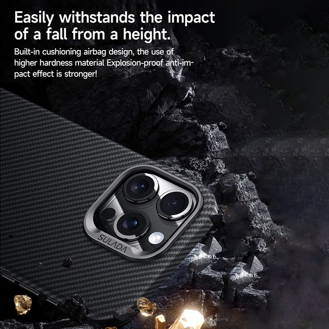 Compatible with iPhone 18 Pro Max SULADA 600D Kevlar Texture PC Shockproof Phone Case - Brown