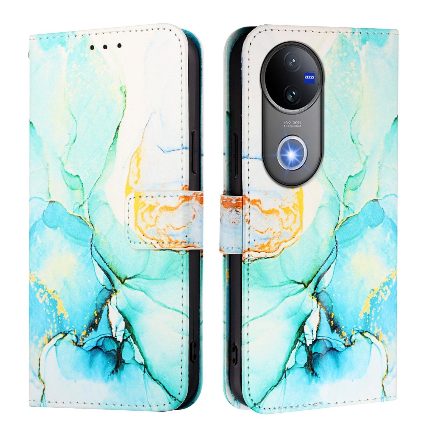 For vivo V50 PT003 Marble Pattern Flip Leather Phone Case(Green)