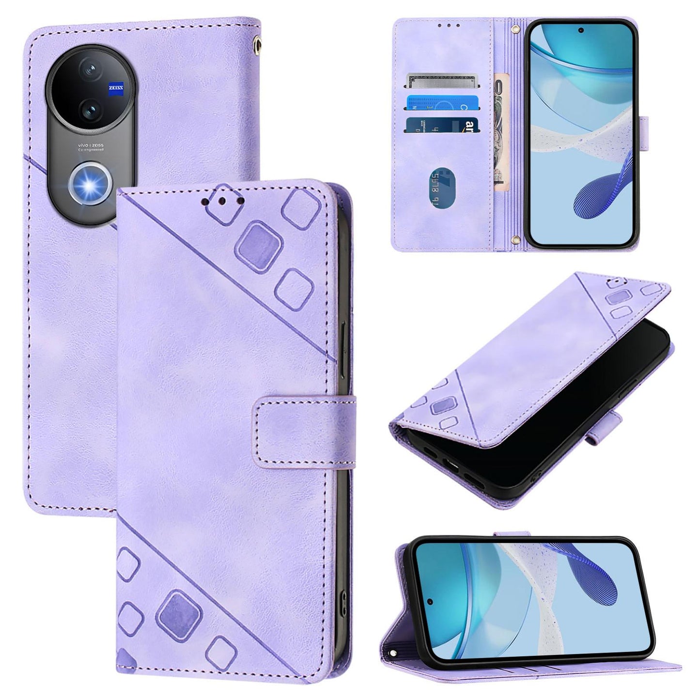 For vivo V50 5G Global Skin Feel Embossed Leather Phone Case(Light Purple)