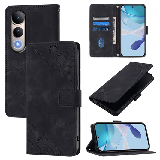 For vivo V50 Lite 5G Skin Feel Embossed Leather Phone Case(Black)