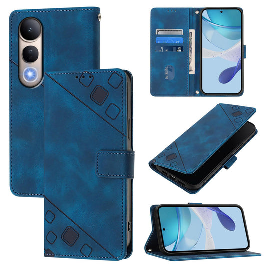 For vivo V50 Lite 5G Skin Feel Embossed Leather Phone Case(Blue)