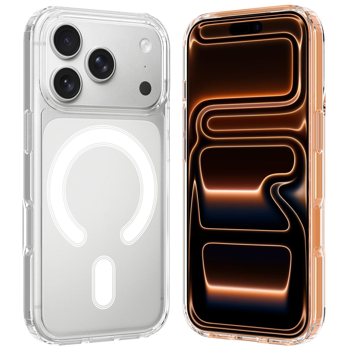Compatible with iPhone 18 Pro Max C-type MagSafe Clear Acrylic PC Dual-Layer TPU Phone Case - Transparent