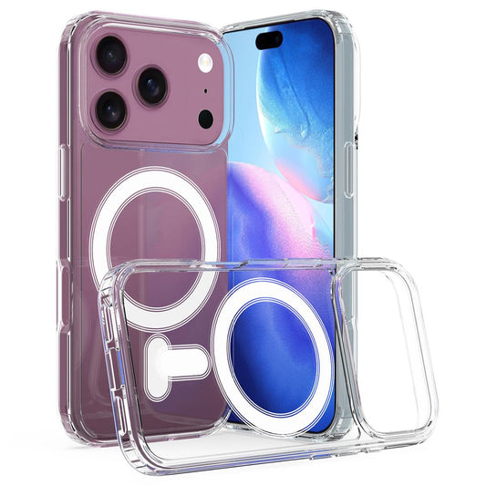 Compatible with iPhone 18 Pro Max MagSafe Clear Acrylic PC Dual-Layer TPU Phone Case - Transparent