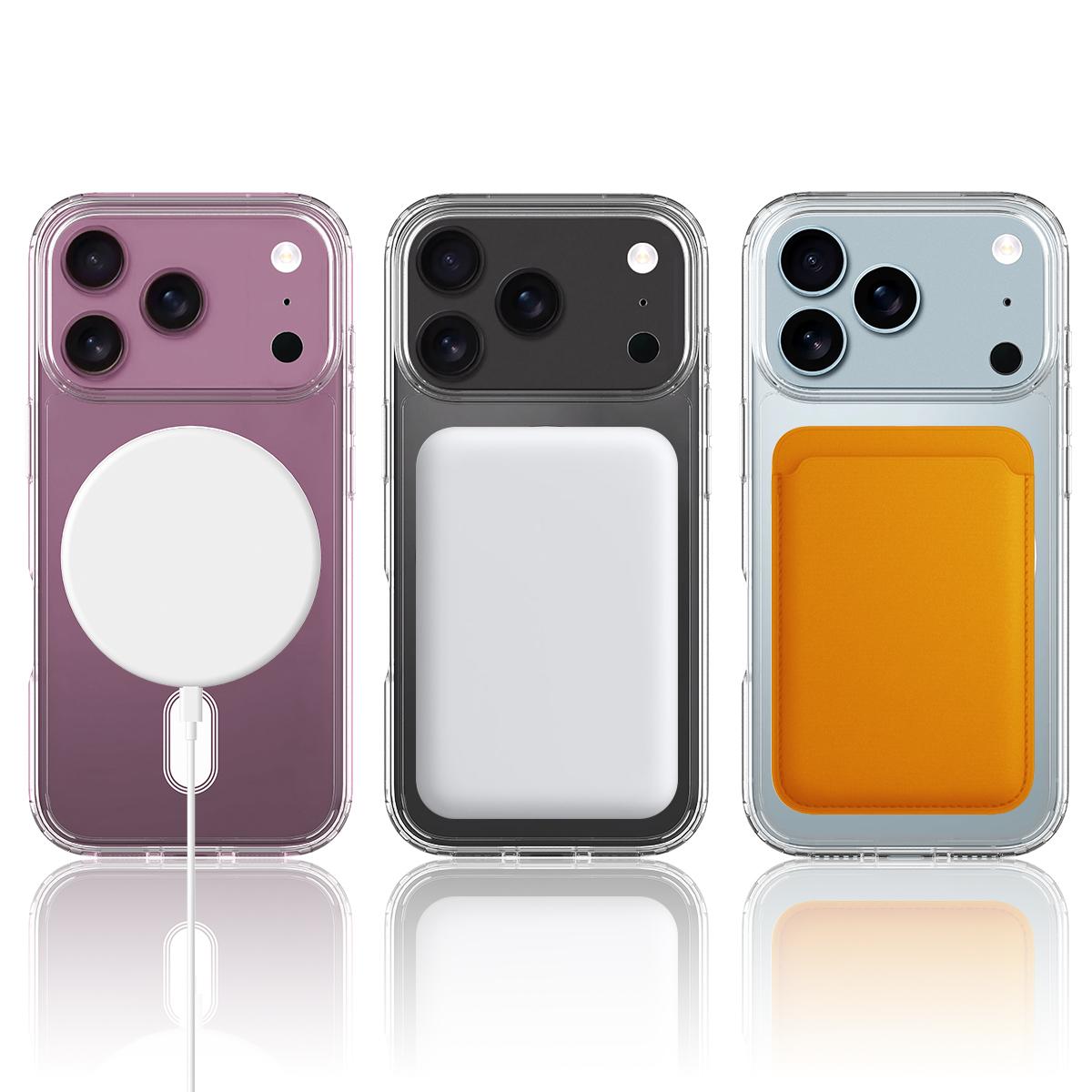 Compatible with iPhone 18 Pro Max MagSafe Clear Acrylic PC Dual-Layer TPU Phone Case - Transparent
