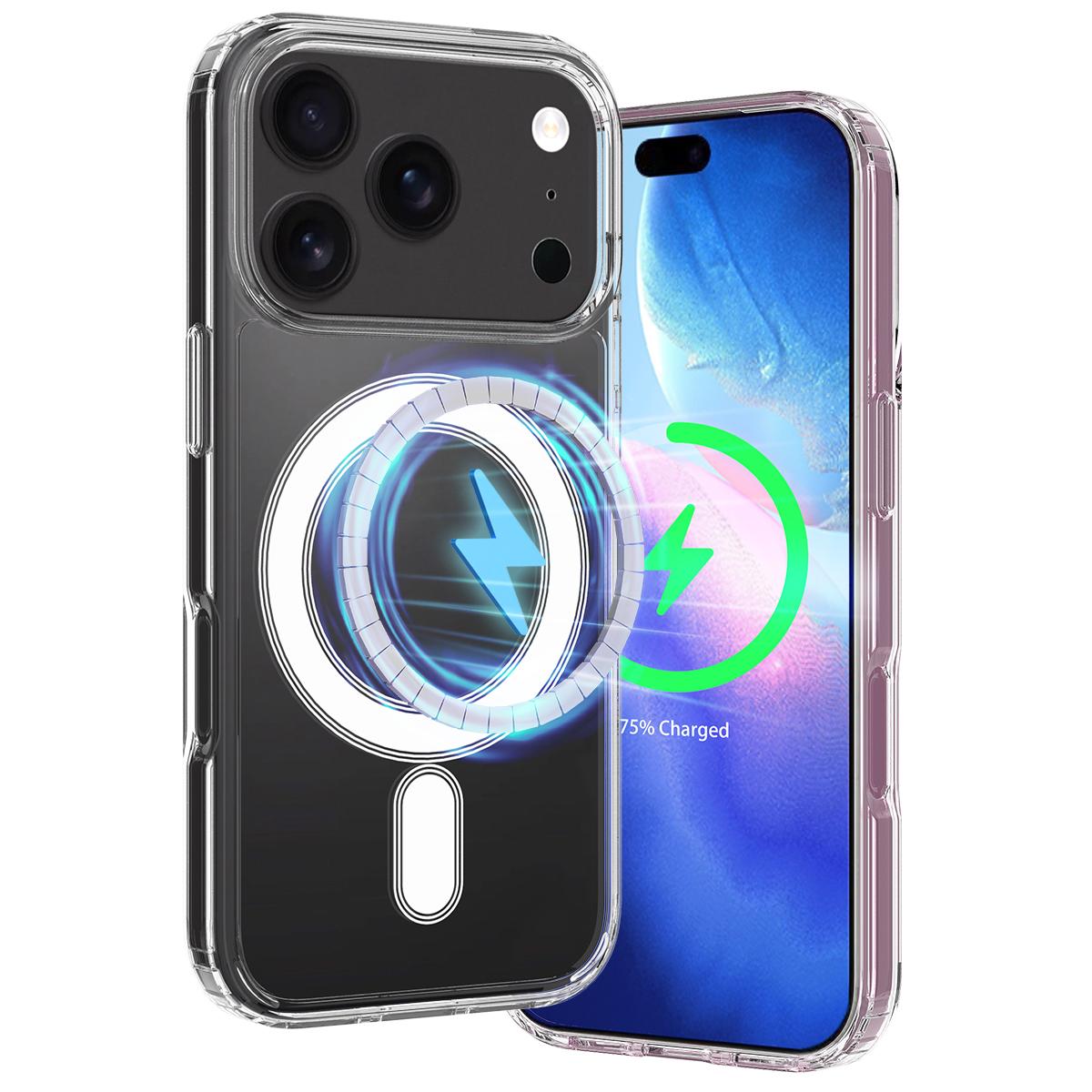 Compatible with iPhone 18 Pro Max MagSafe Clear Acrylic PC Dual-Layer TPU Phone Case - Transparent