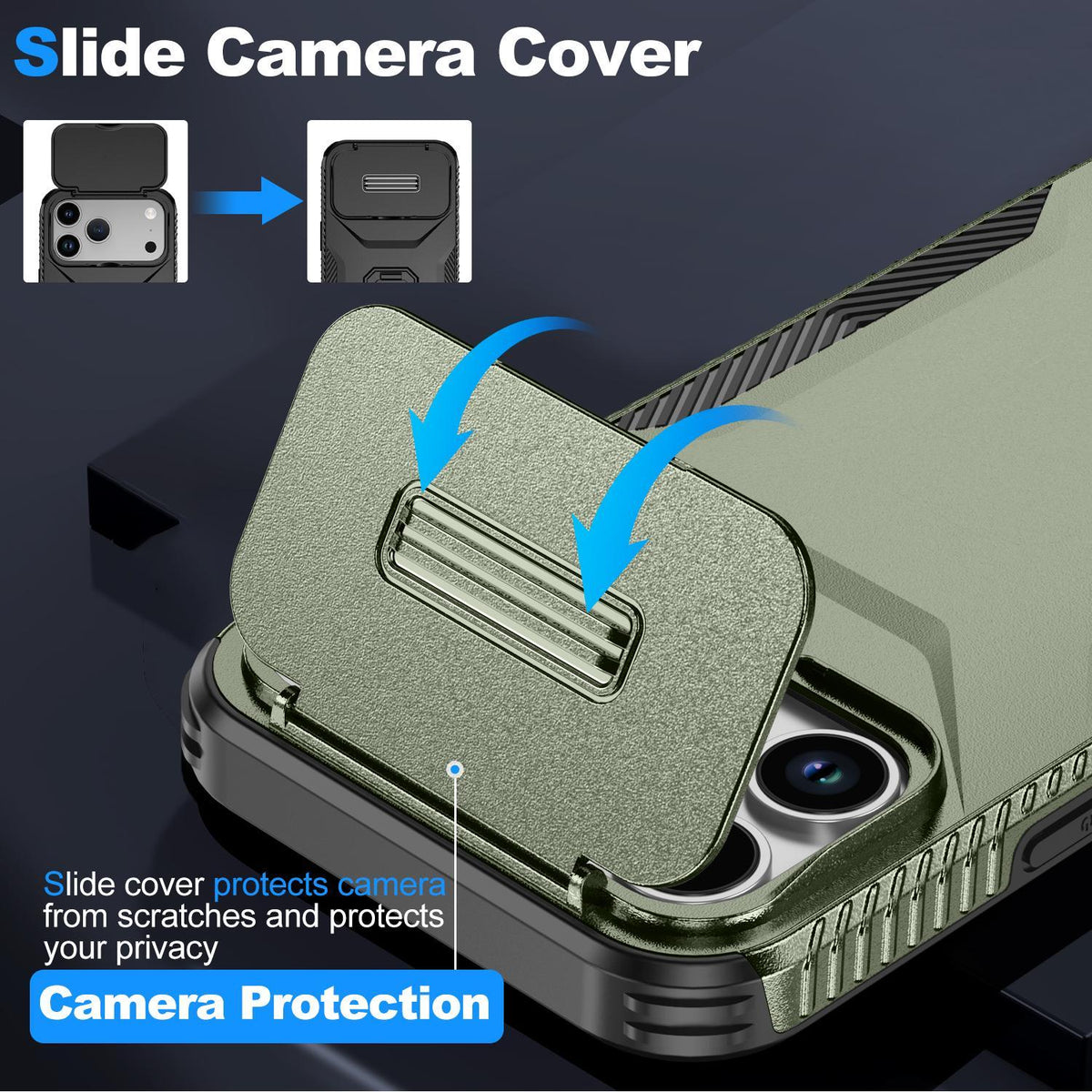 Compatible with iPhone 18 Pro Max Sliding Camshield Phone Case - Alpine Green