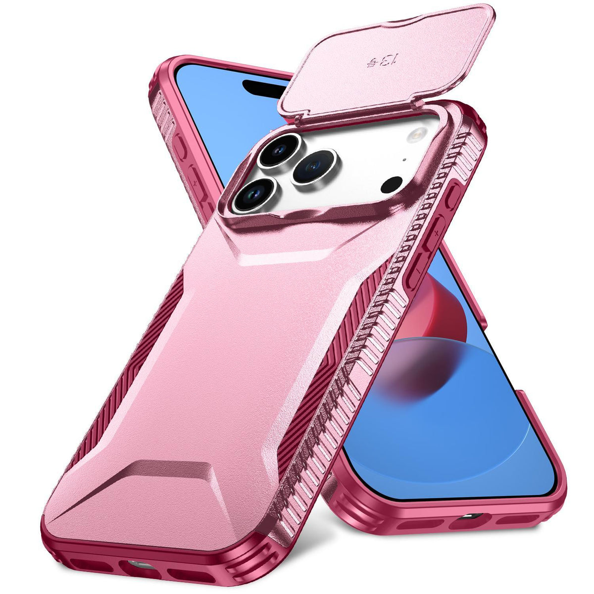 Compatible with iPhone 18 Pro Max Sliding Camshield Phone Case - Pink + Rose Red