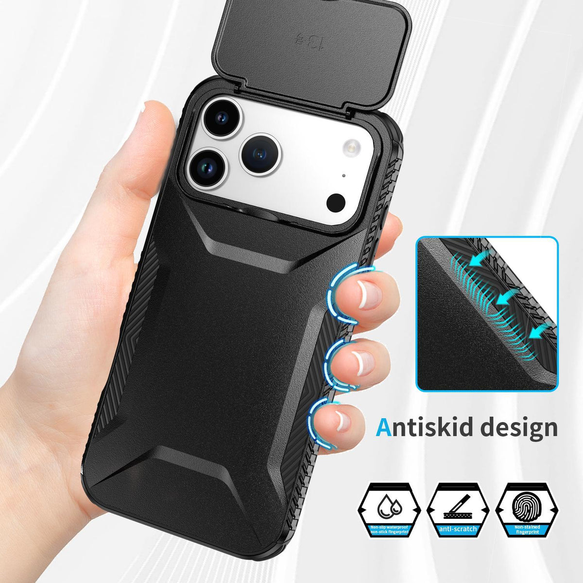 Compatible with iPhone 18 Pro Max Sliding Camshield Phone Case - Black