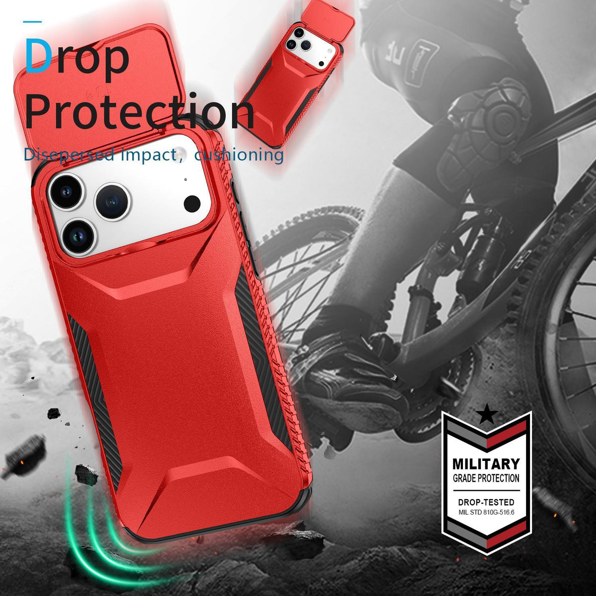 Compatible with iPhone 18 Pro Max Sliding Camshield Phone Case - Red