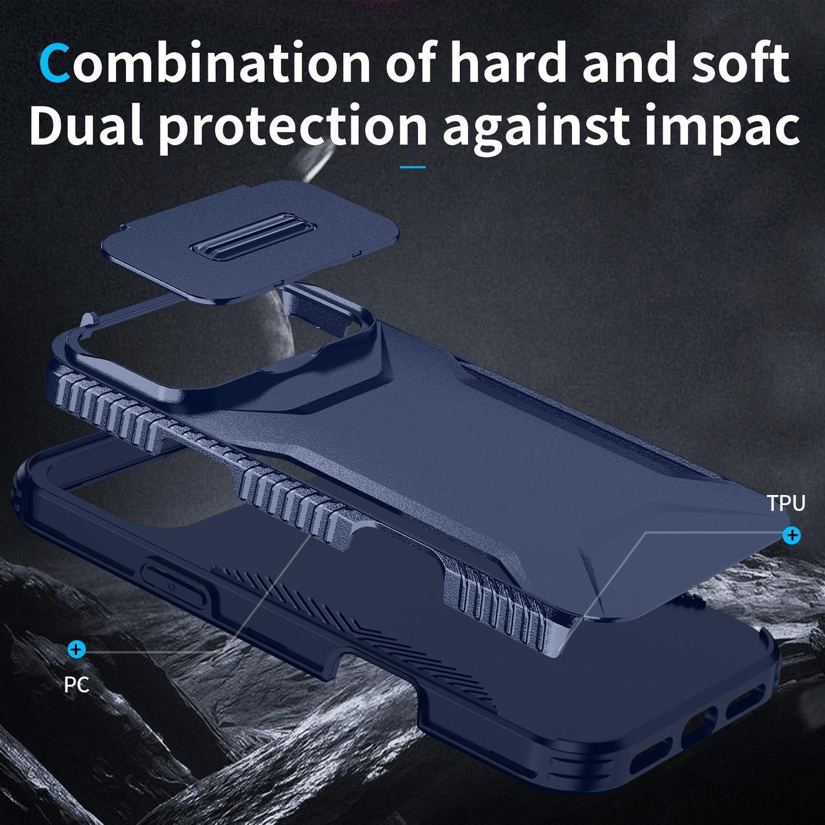 Compatible with iPhone 18 Pro Max Sliding Camshield Phone Case - Blue