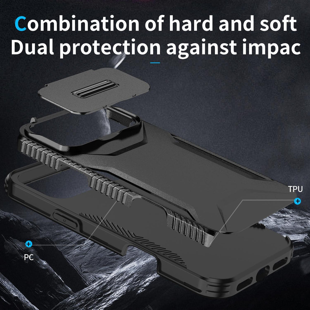 Compatible with iPhone 18 Pro Sliding Camshield Phone Case - Black
