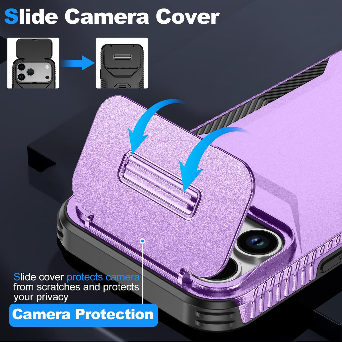 Compatible with iPhone 18 Pro Sliding Camshield Phone Case - Purple