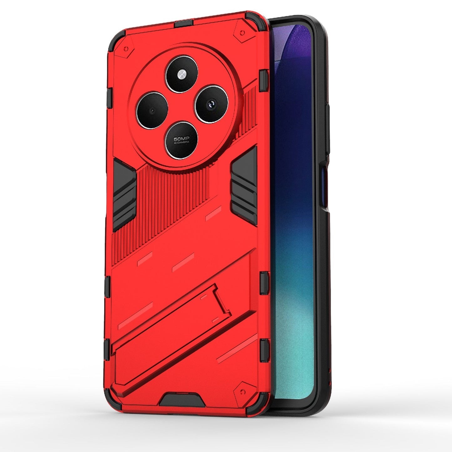 For Redmi 14C 4G Global Punk Armor 2 in 1 PC + TPU Phone Case with Holder(Red)