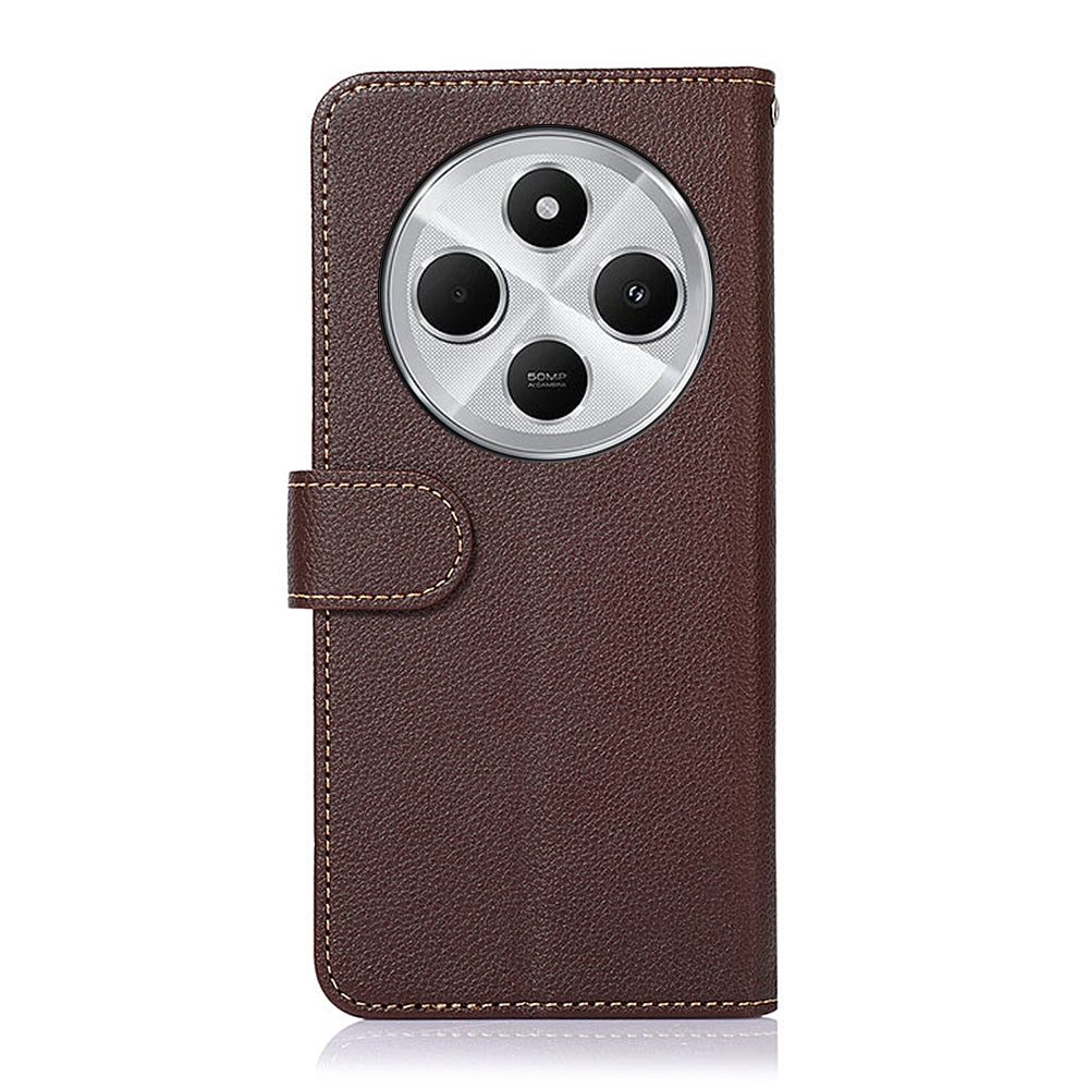 For Redmi 14C 4G KHAZNEH Litchi Texture Leather RFID Phone Case(Brown)